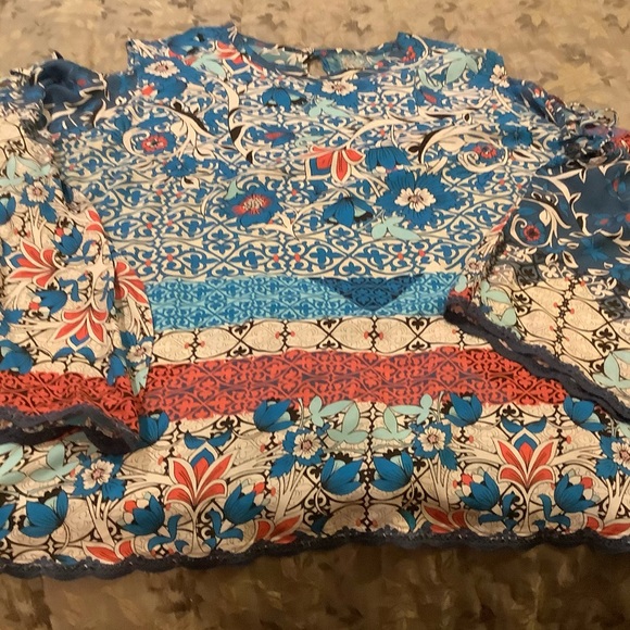 Johnny Was Blue Bondi Long Sleeve Top With Lace Trim, Size 2X. - Picture 5 of 15